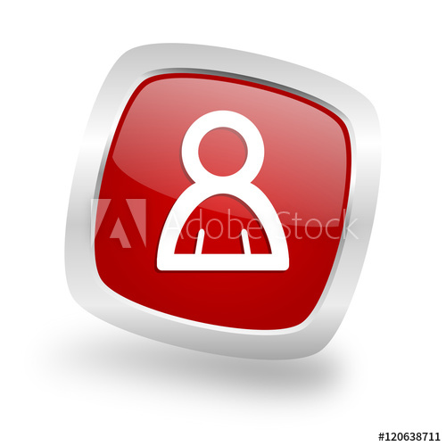 500x500 Person Square Red Glossy Chrome Silver Metallic Web Icon