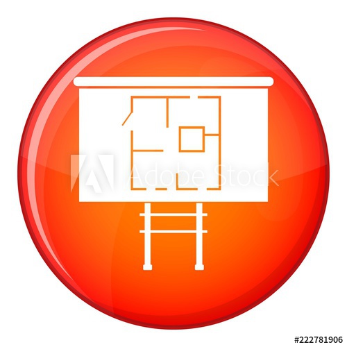 500x500 Project Of House On A Board Icon In Red Circle Isolated On White
