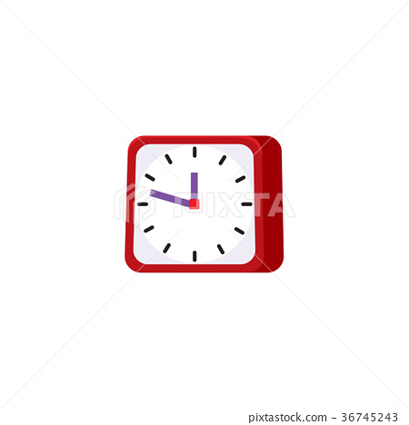 450x468 Vector Flat Analog Square Table Red Clock Icon