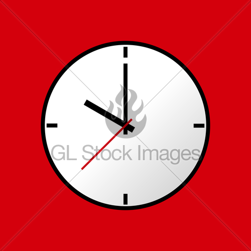 500x500 Clock Icon, Vector Illustration, Flat Design Gl Stock Images