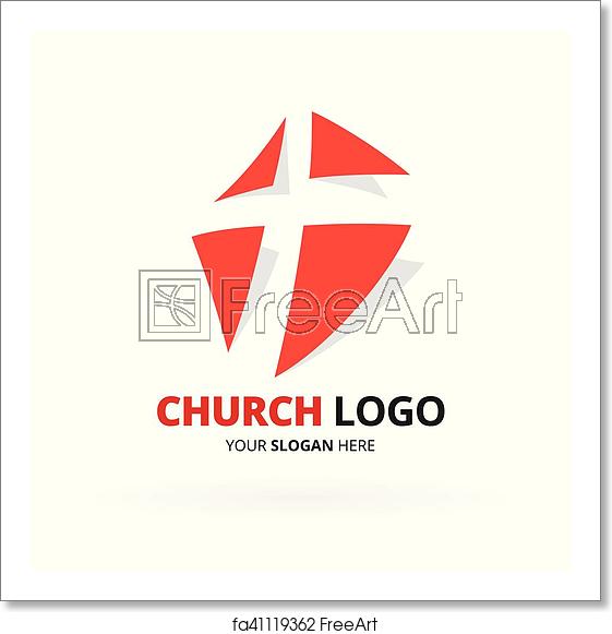 561x581 Free Art Print Of Christian Church Logo With Red Cross Icon Design