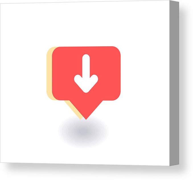 678x633 Down Arrow Icon, Vector Symbol In Flat Style Isolated On Red