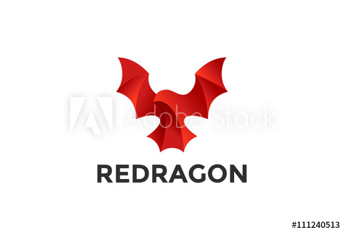 500x337 Flying Red Dragon Logo Abstract Design Vector Reptile Bat Icon