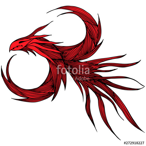 500x500 Hand Drawn Vector Red Dragon Illustration Fantastic Dragon Icon