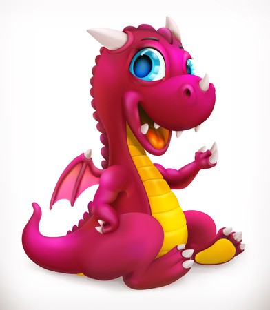 392x450 Little Red Dragon Cartoon Character Funny Animal, Vector Icon