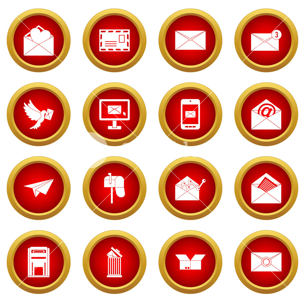 1000x1000 Email Icon Red Circle Set Isolated On White Background Royalty