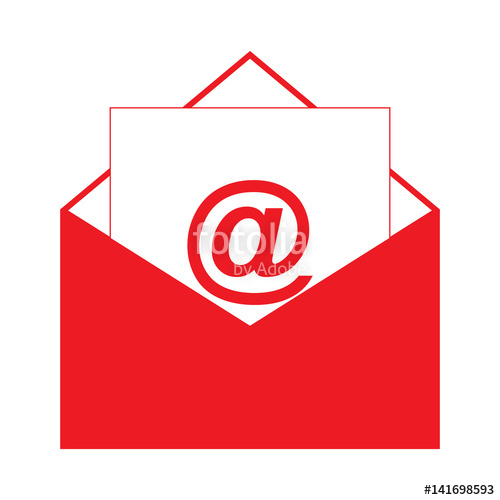 500x500 Email Icon Red Color Isolated Vector Stock Image And Royalty Free