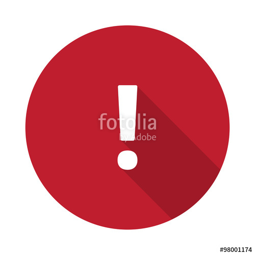 500x500 Flat Exclamation Mark Icon With Long Shadow On Red Circle Stock