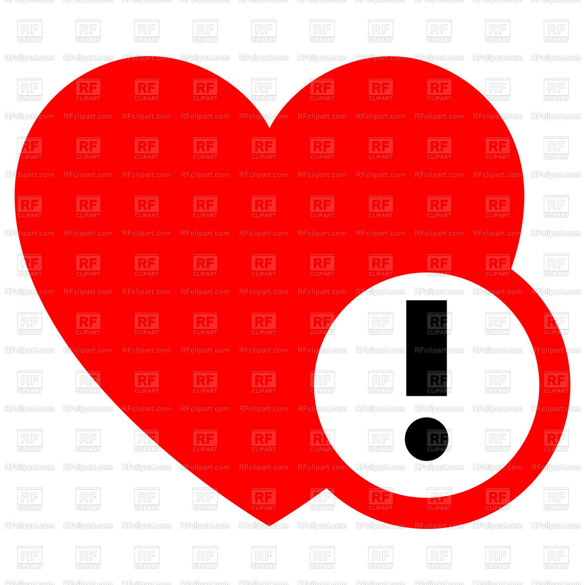 1200x1200 Heart Red Icon With Black Exclamation Mark Isolated On White