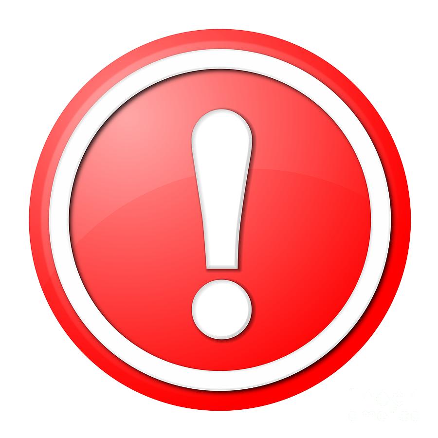 Red Exclamation Point Button Digital Art 900x900 Red Exclamation Point Button Digital Art