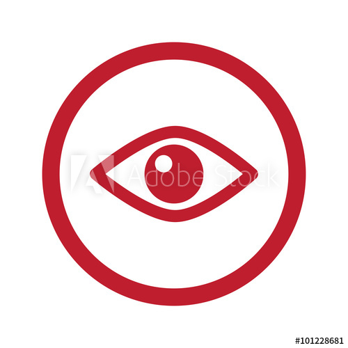 500x500 Flat Red Eye Icon In Circle On White