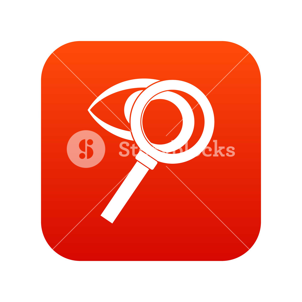 1000x1000 Magnifying Glass With Eye Icon Digital Red For Any Design Isolated