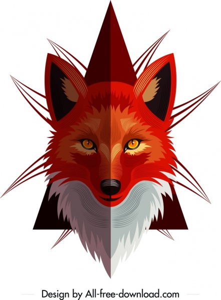 441x600 Fox Animal Icon Symmetric Red Head Design Free Vector In Adobe