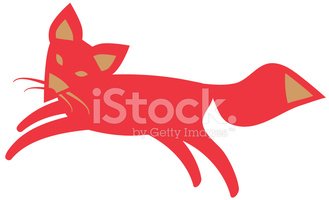 329x200 Simple Red Fox Icon Leaping Stock Vectors