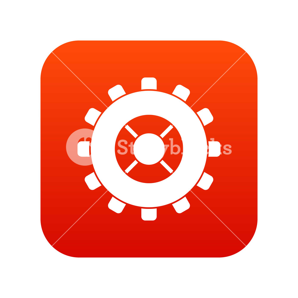 1000x1000 Gear Icon Digital Red For Any Design Isolated On White Vector