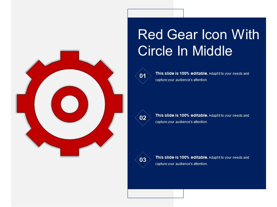 960x720 Red Gear Icon With Circle In Middle Powerpoint Presentation