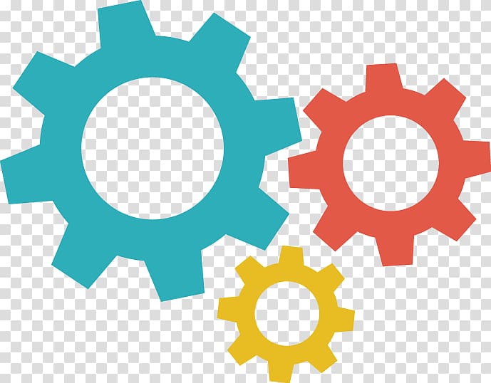 689x538 Teal, Red, And Yellow Gear Illustration, Gear Data Icon, Ppt