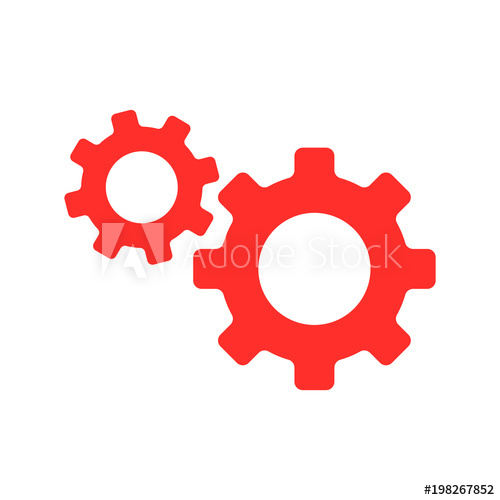500x500 Red Gear Icon Isolated Vector