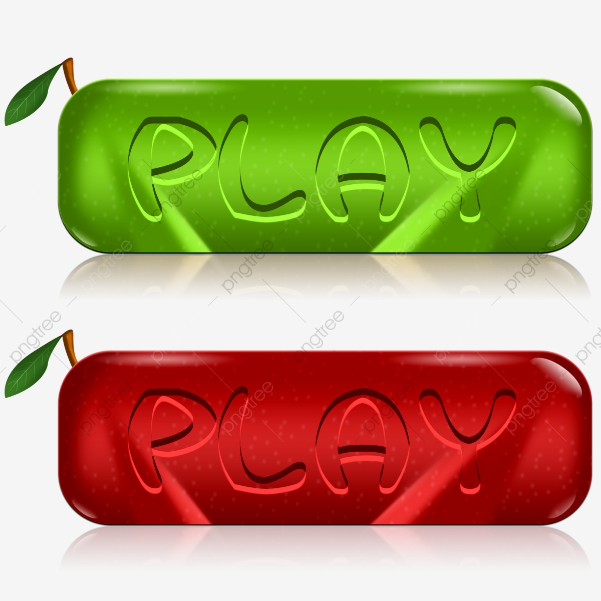 1200x1200 Red Apple Green Effect Game Start Button Icon, Games Start, Play