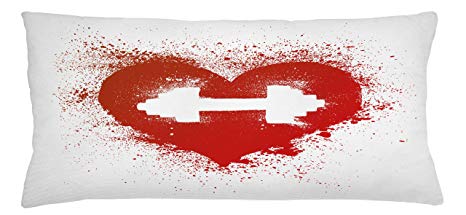466x215 Ambesonne Fitness Throw Pillow Cushion Cover, Red