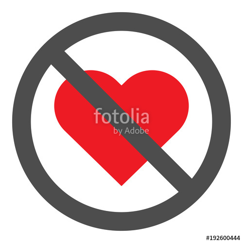 500x500 No Love Crossed Out Sign Red Heart Icon In Circle Vector Stock