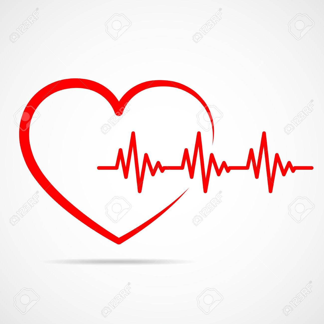 1300x1300 Red Heart Icon With Sign Heartbeat Vector Illustration Heart