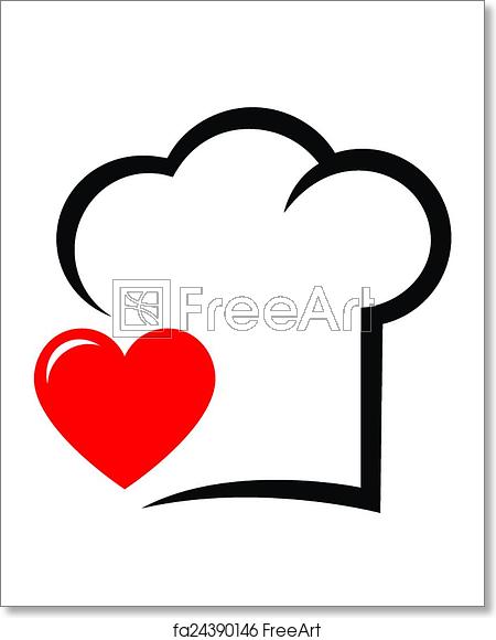 450x580 Free Art Print Of Icon With Chef Hat And Heart Icon With Abstract
