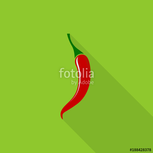 500x500 Red Hot Chili Pepper Icon With Long Shadow On Green Background
