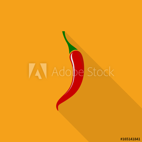 500x500 Red Hot Chili Pepper Icon With Long Shadow On Yellow Background