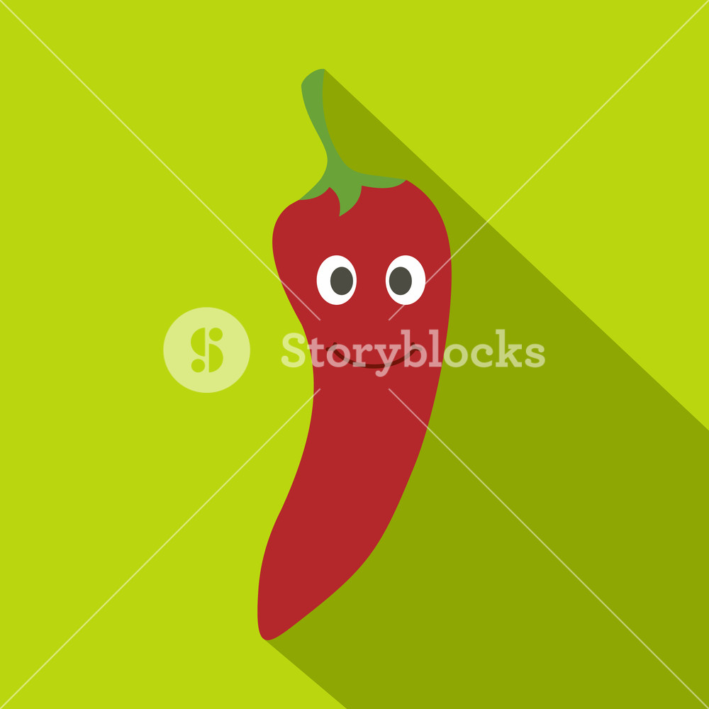 1000x1000 Red Hot Chili Pepper Smiling Icon Flat Illustration Of Red Hot