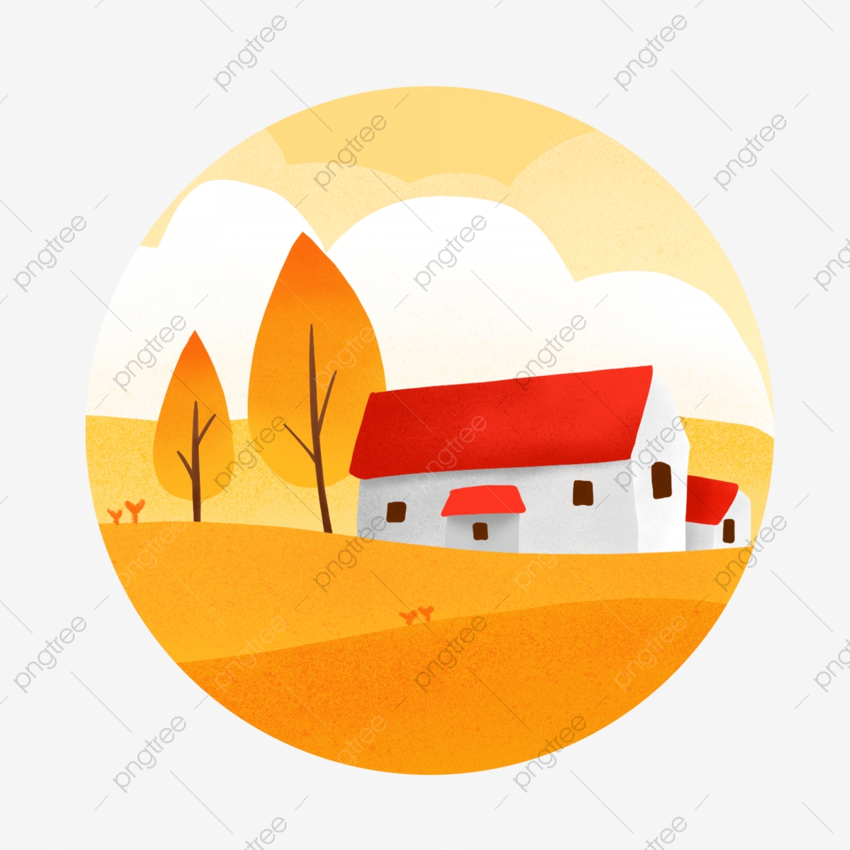 Twenty Four Solar Terms Autumn Hillside Red House Icon Element 1200x1200 Twenty Four Solar Terms Autumn Hillside Red House Icon Element