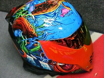 400x300 Icon Airflite Inky Coral Sea Blue Motorcycle Helmet + Dark Iridium