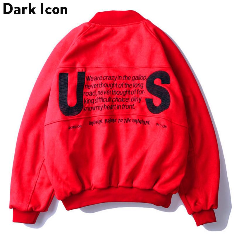 800x800 Dark Icon Suede Material Bomber Jacket Men Autumn Letter