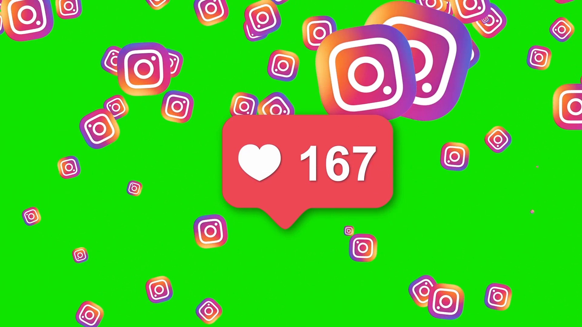 1920x1080 Instagram Red Icon Like Counter Notification Green Screen Logo