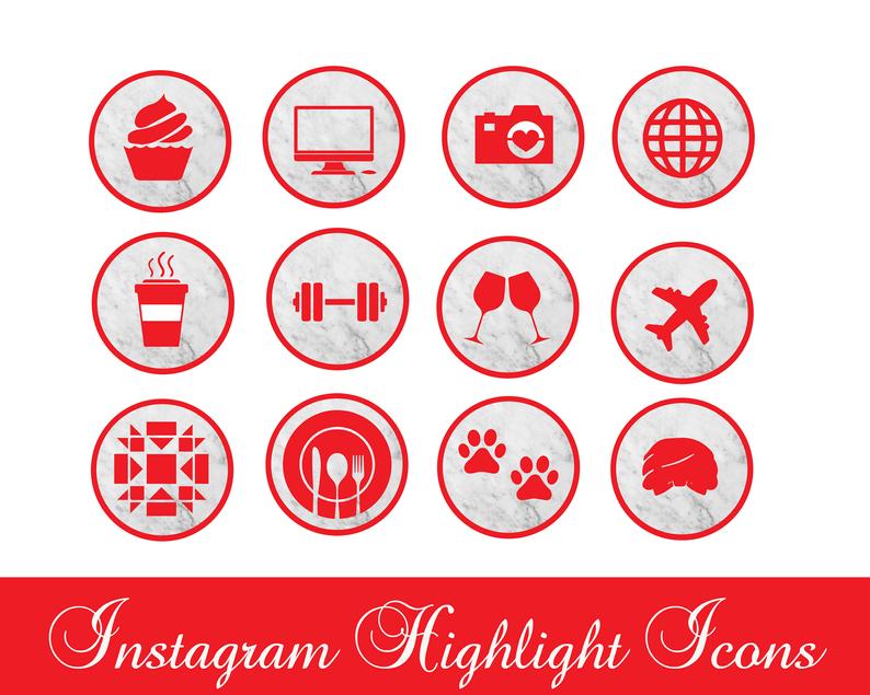 794x635 Instagram Story Highlights Icons Marbled Red And White Etsy