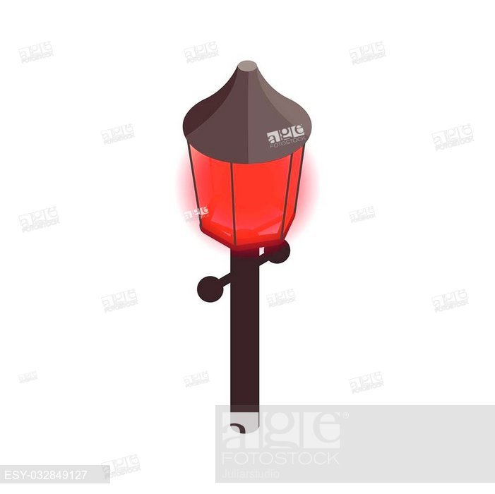 701x700 Red Light Icon In Isometric Style On A White Background, Stock