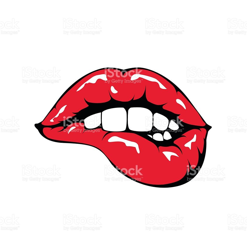 1024x1024 Red Lips Biting Icon On White Background Stock Vector Art More