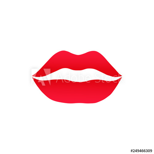 500x500 Vector Illustration Of Red Lips Icon Kiss Isolated On White