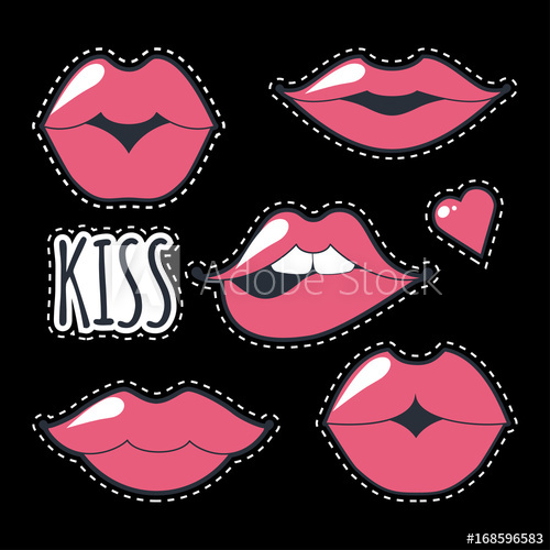 500x500 Different Women's Lips Icon Set Isolated From Black Background