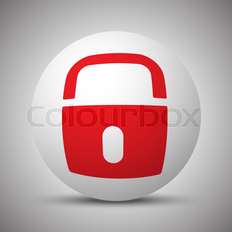 800x800 Red Lock Icon On White Sphere Stock Vector Colourbox