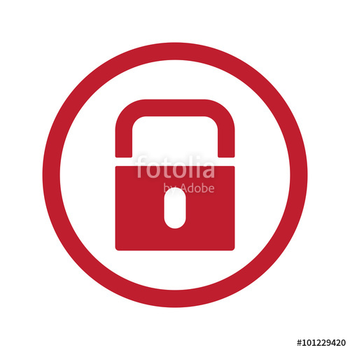 500x500 Flat Red Lock Icon In Circle On White Stock Image And Royalty