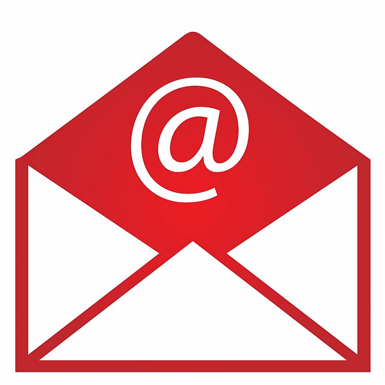 750x750 Icon Showing E Mail In The Color Red