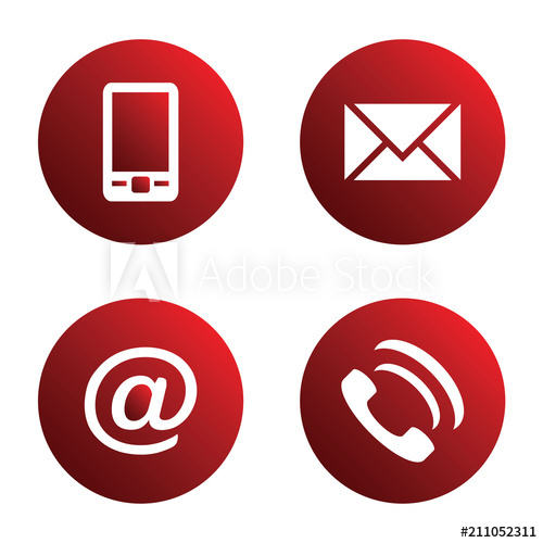 500x500 Vector Icon Set Red Spherical Communication Icons