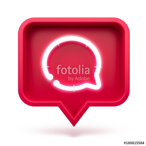 500x500 Message Icon On A Red Pin Isolated On White Background Neon
