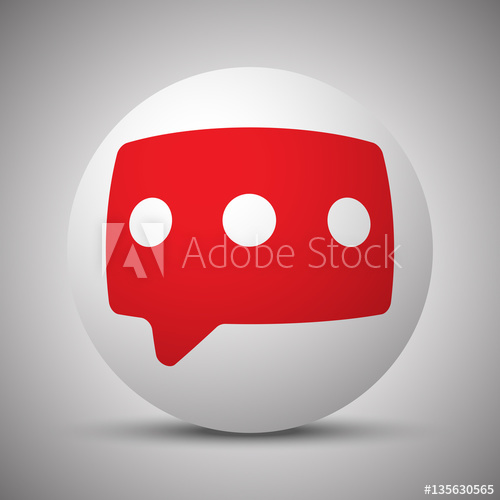 500x500 Red Message Icon On White Sphere