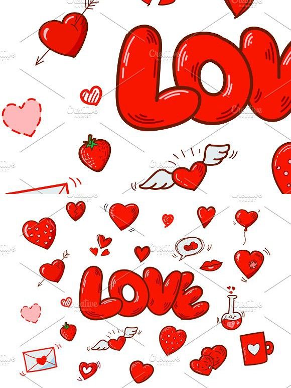 580x772 Red Cartoon Hearts Chemistry Design Cartoon Heart, Text