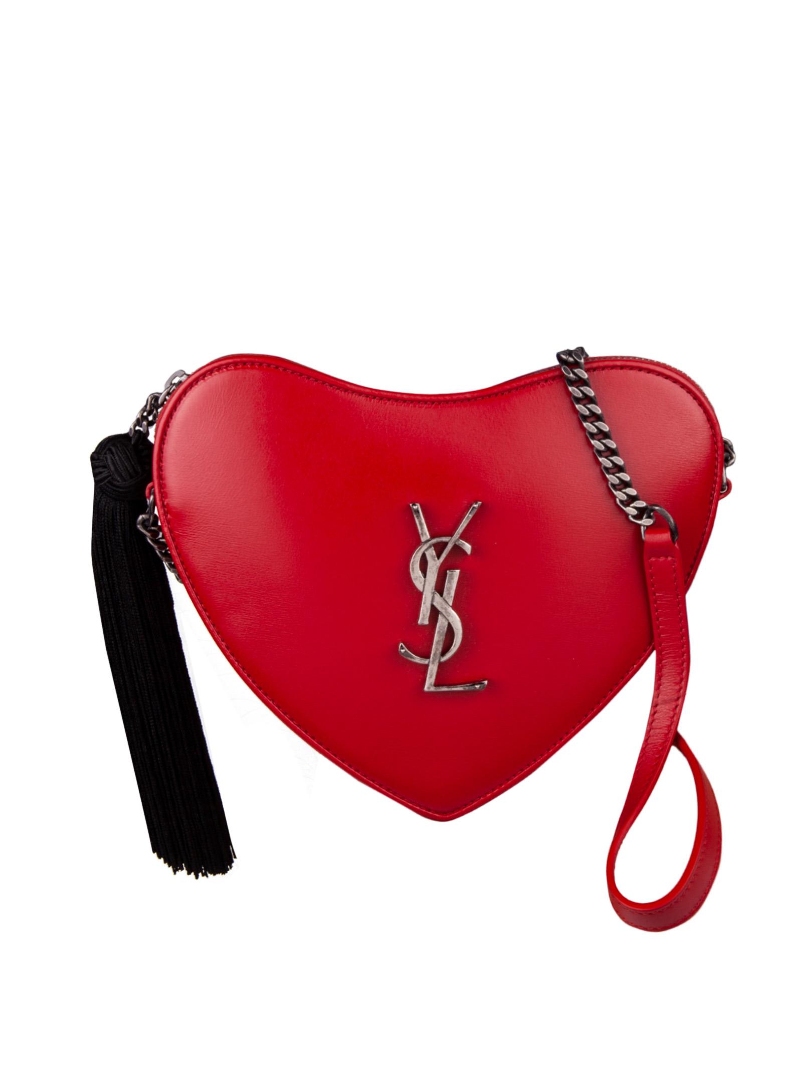 1600x2136 Saint Laurent Heart Shaped Icon Shoulder Bag In Red Smooth