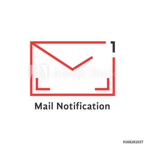 500x500 Red Thin Line Mail Notification Icon