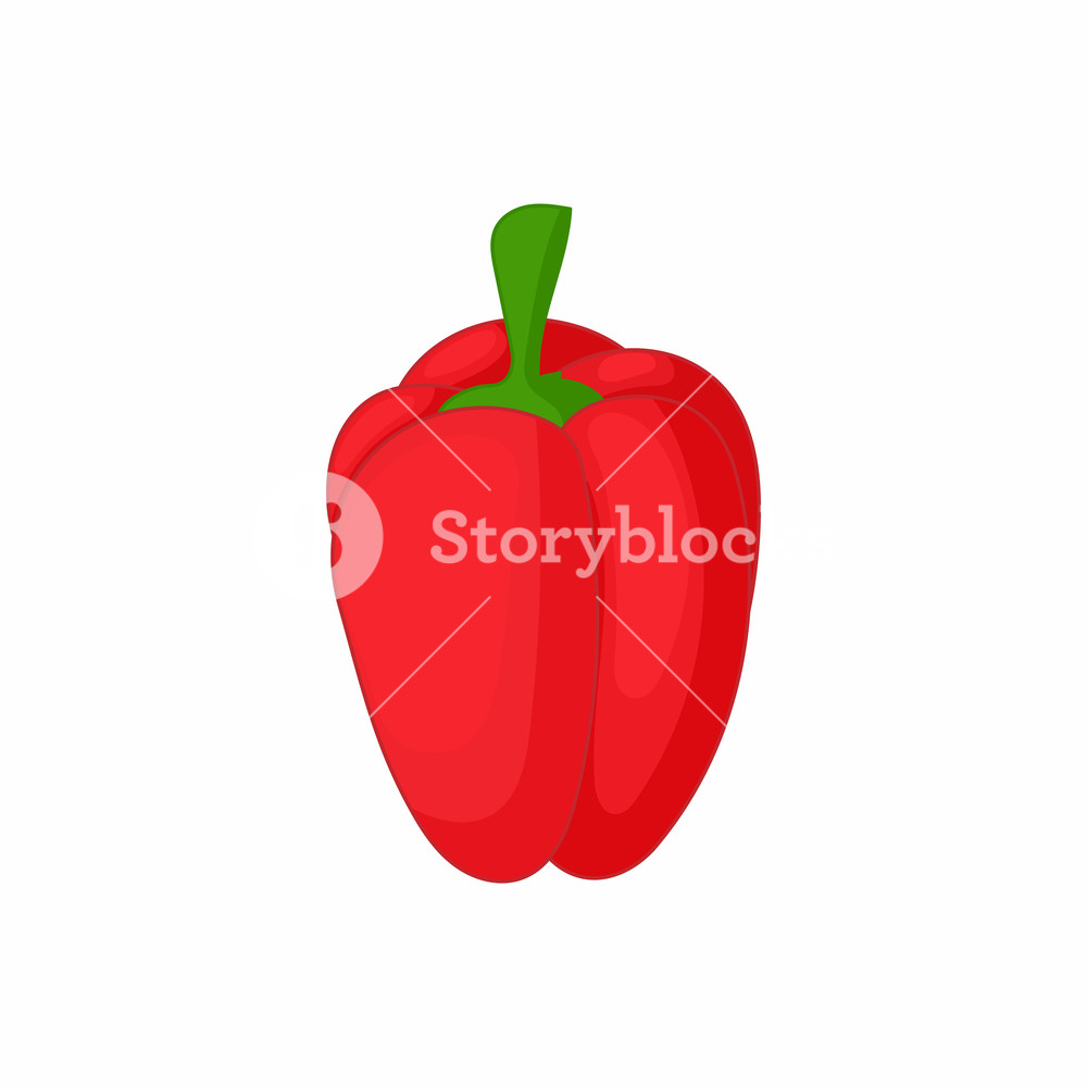 1000x1000 Red Pepper Icon In Cartoon Style On A White Background Royalty