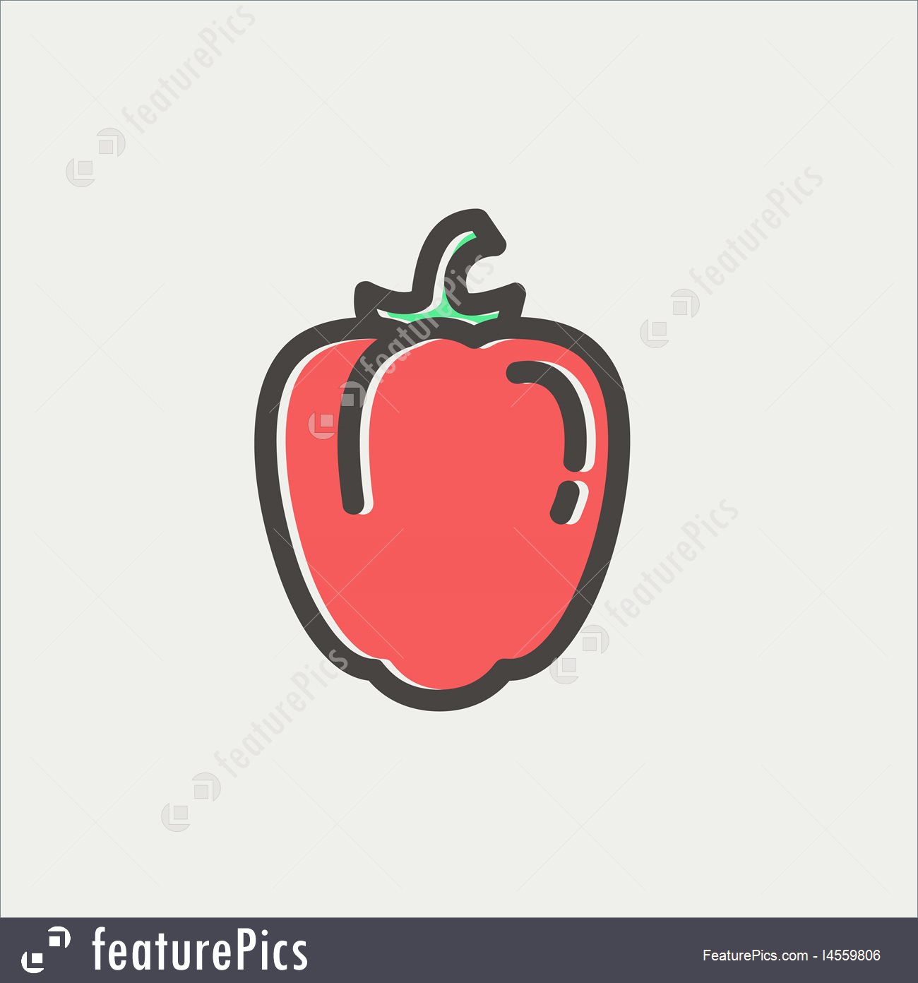 1300x1392 Bell Pepper Thin Line Icon Stock Illustration